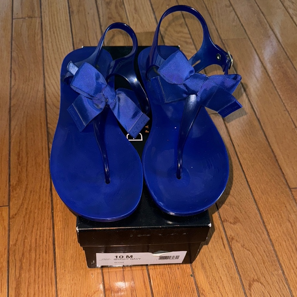 Blue Bow Jelly Sandals